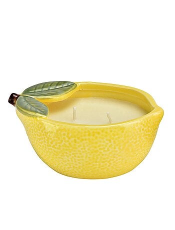 Photophore citron en céramique avec bougie parfumée