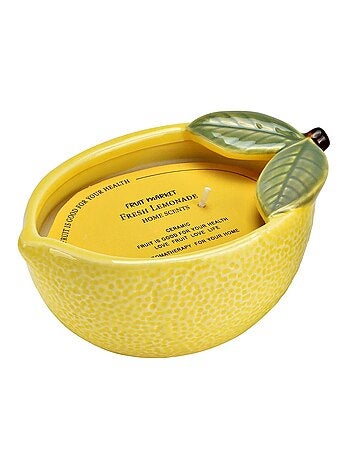 Photophore citron en céramique avec bougie parfumée