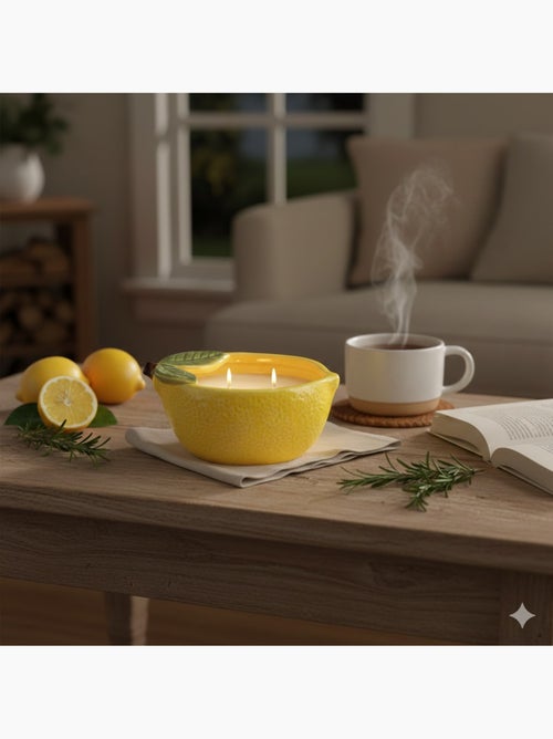 Photophore citron en céramique avec bougie parfumée - Kiabi