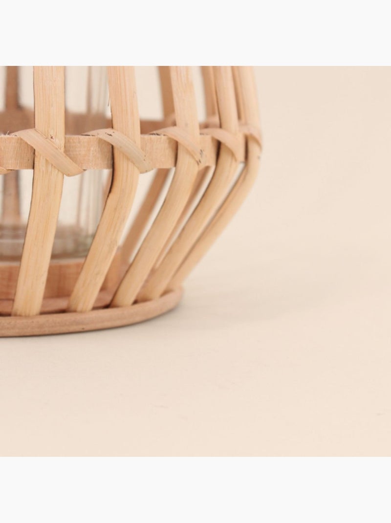 Photophore conique en bambou 17cm Beige - Kiabi