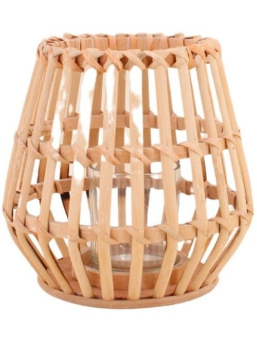 Photophore conique en bambou 17cm - Kiabi