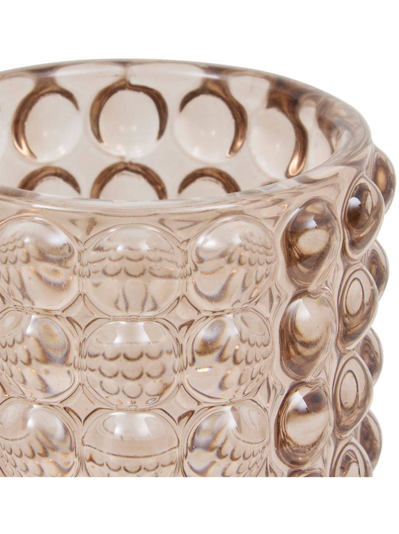Photophore cylindrique en verre sculpté sky Beige - Kiabi