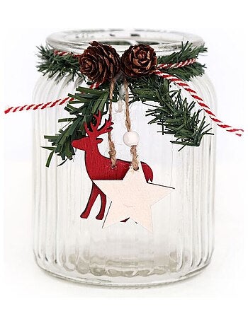 Photophore de Noël 1 bougie en verre FOREST TRADI