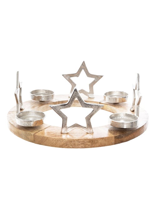 Photophore de Noël design bois rond Terre Sauvage - Kiabi