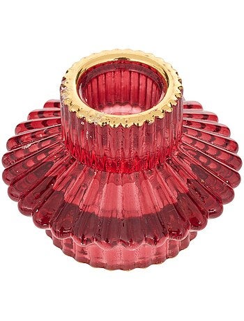 Photophore de noël en verre réversible rouge et vert