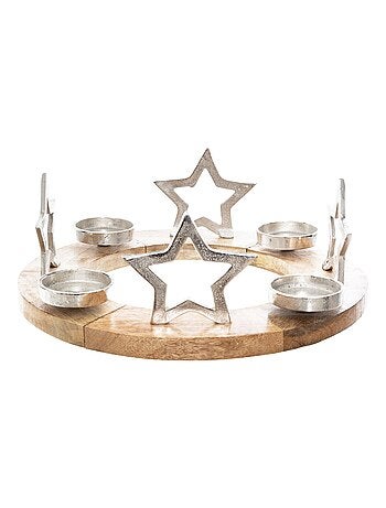 Photophore de Noël rond avec étoiles