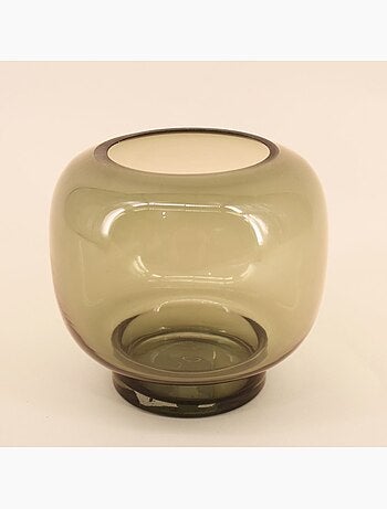 Photophore design en verre fait main vert 16x17cm