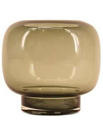 Photophore design en verre fait main vert 16x17cm