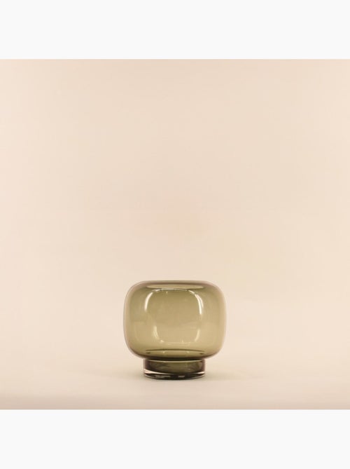 Photophore design en verre fait main vert 16x17cm - Kiabi