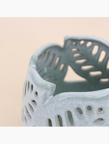 Photophore en céramique forme feuilles