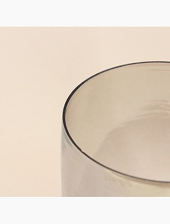 Photophore en verre et bois 19x15cm