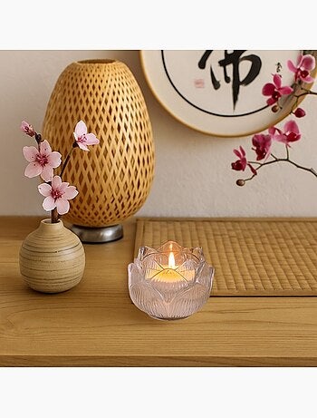 Photophore en verre forme fleur 11cm