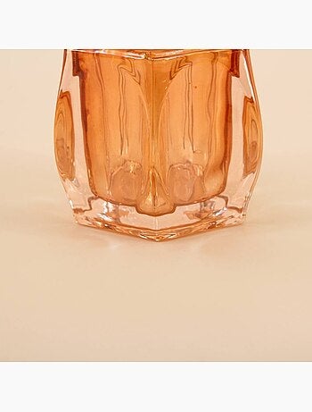 Photophore en verre incuvré à facettes doré 9cm