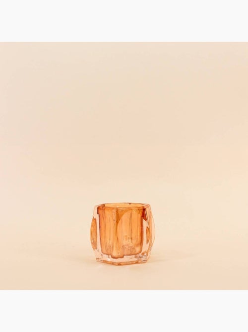 Photophore en verre incuvré à facettes doré 9cm - Kiabi