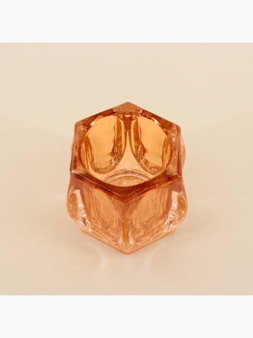 Photophore en verre incuvré à facettes doré 9cm - Kiabi