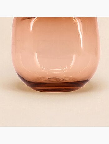 Photophore en verre ondulé fait main ambre 16x11cm