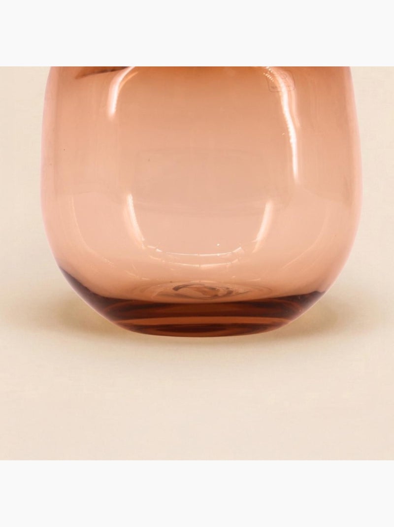 Photophore en verre ondulé fait main ambre 16x11cm Doré - Kiabi