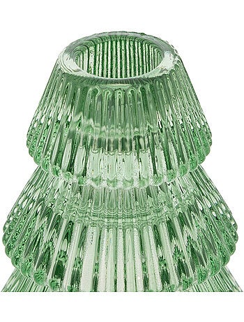 Photophore forme sapin H10 cm verre vert