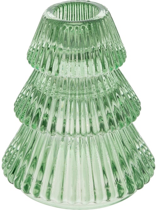 Photophore forme sapin H10 cm verre vert - Kiabi