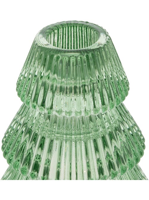 Photophore forme sapin H10 cm verre vert - Kiabi