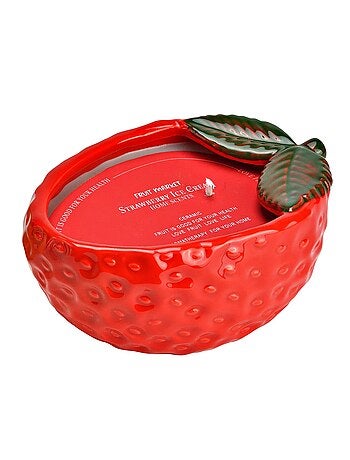 Photophore fraise en céramique avec bougie parfumée