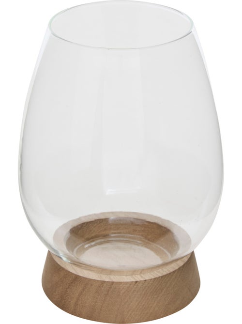 Photophore grand format en verre et bois recyclé wonj - Kiabi