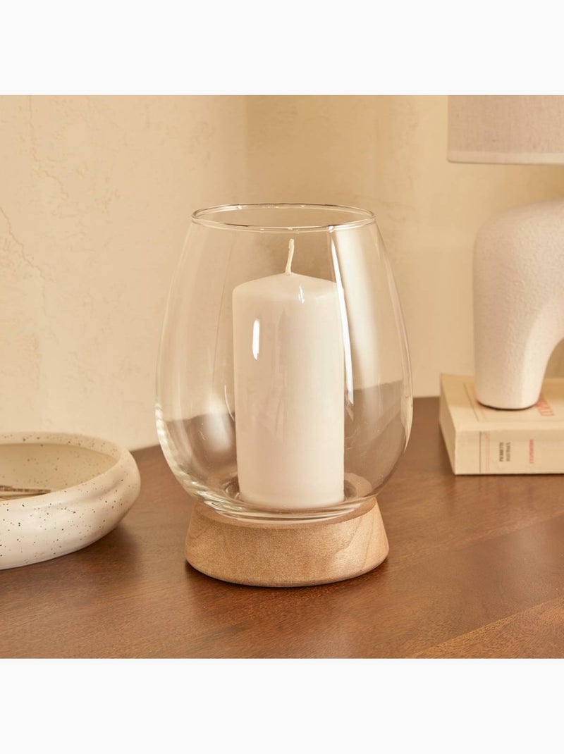 Photophore grand format en verre et bois recyclé wonj Transparent - Kiabi