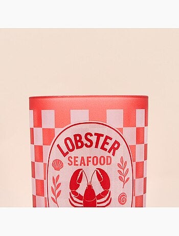 Photophore homard en verre rouge, blanc 18cm