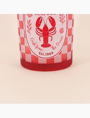 Photophore homard en verre rouge, blanc 18cm