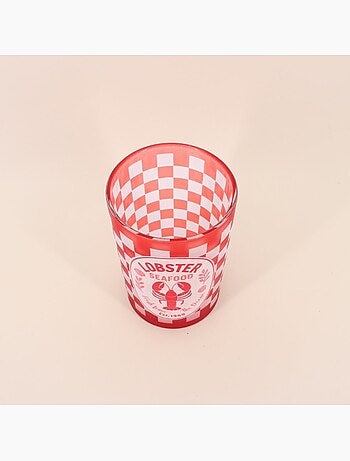 Photophore homard en verre rouge, blanc 18cm