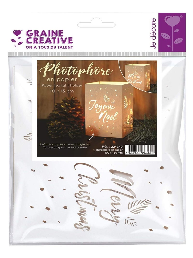 Photophore Joyeux Noël en papier - Graine Créative Blanc - Kiabi