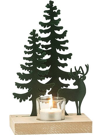 Photophore Noel verre avec scène métal - AFIBEL