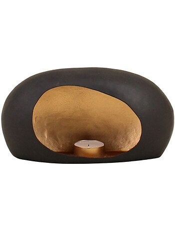 Photophore organique noir et doré 12x22cm