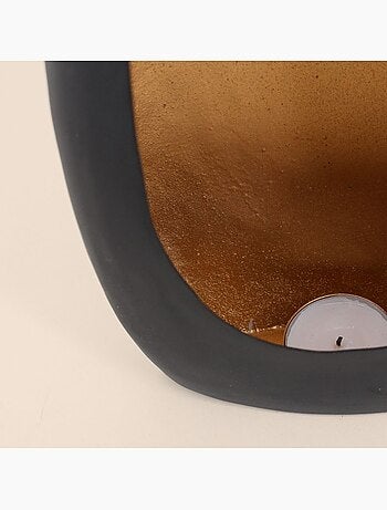 Photophore organique noir et doré 22cm