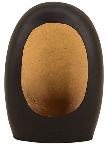 Photophore organique noir et doré 22cm