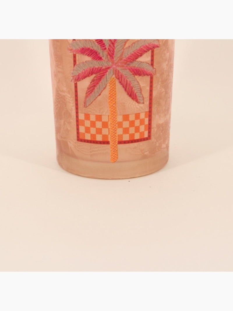 Photophore palmier en verre beige, rose 18cm Beige - Kiabi