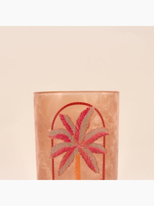 Photophore palmier en verre beige, rose 18cm - Kiabi