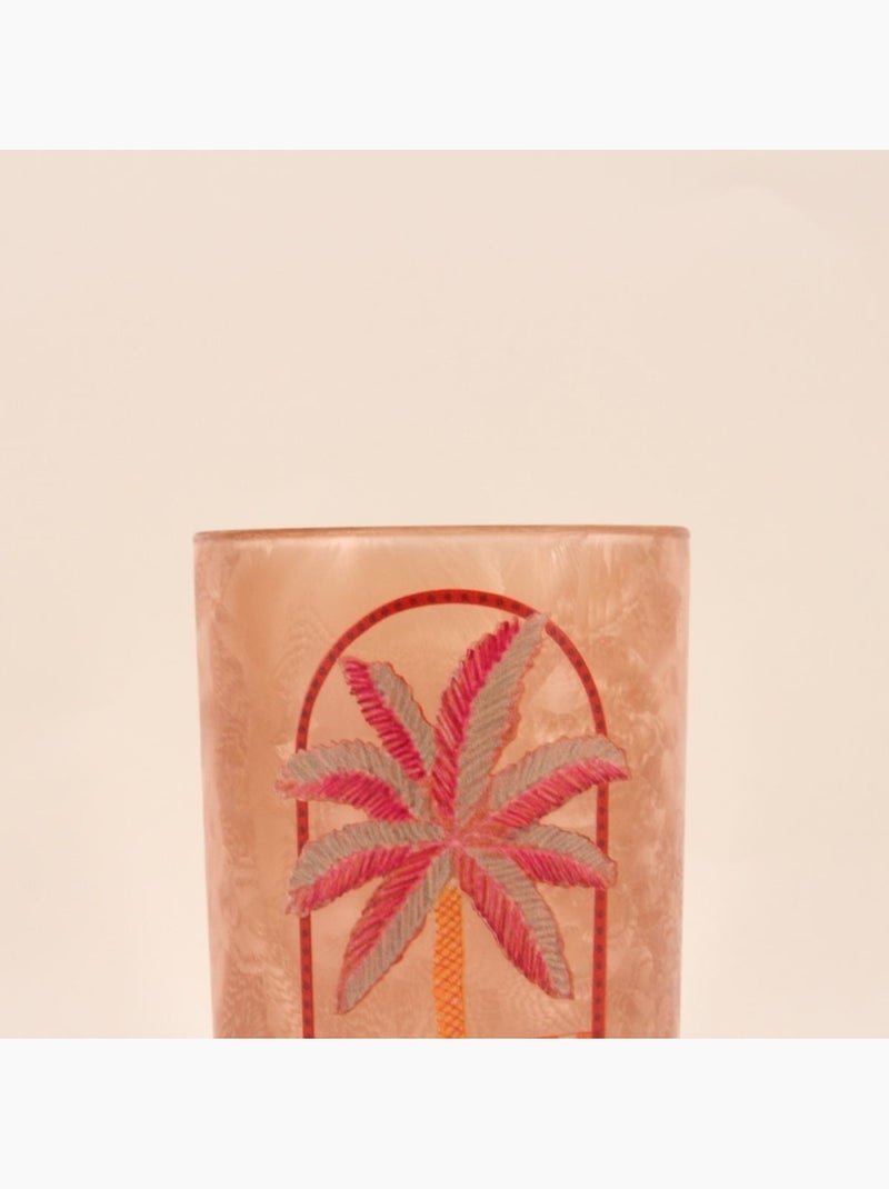 Photophore palmier en verre beige, rose 18cm Beige - Kiabi