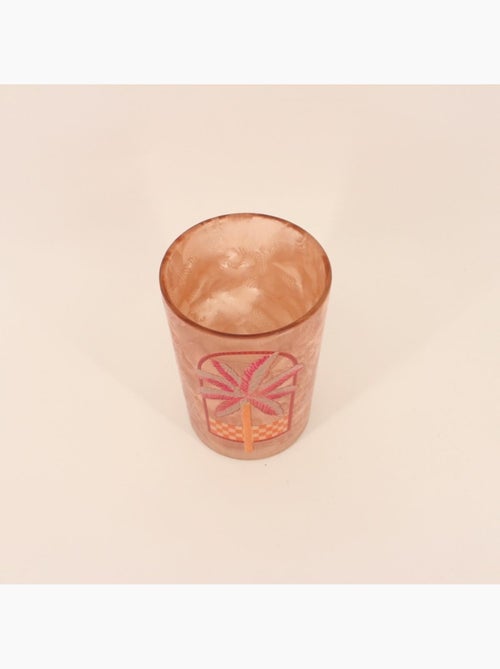 Photophore palmier en verre beige, rose 18cm - Kiabi