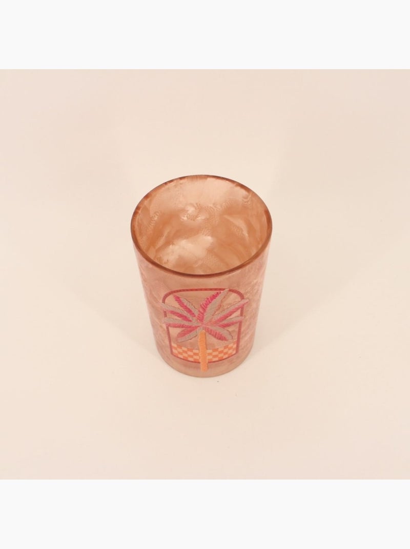 Photophore palmier en verre beige, rose 18cm Beige - Kiabi