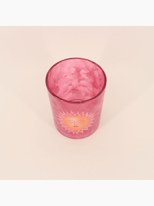 Photophore soleil en verre rose 12cm - Kiabi
