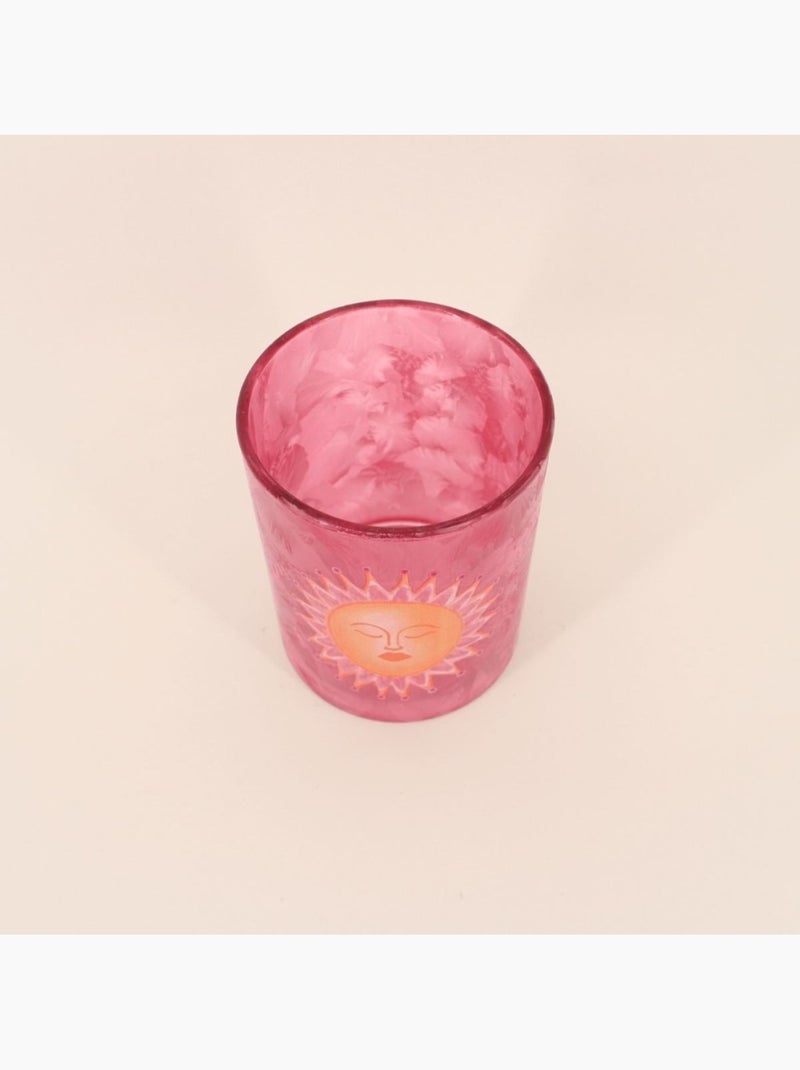 Photophore soleil en verre rose 12cm Rose - Kiabi