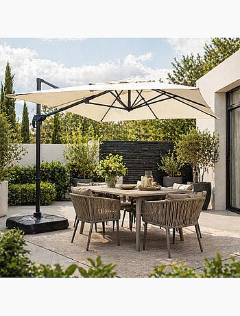 PIANA Parasol rectangulaire 2x3m déporté rotatif terracota