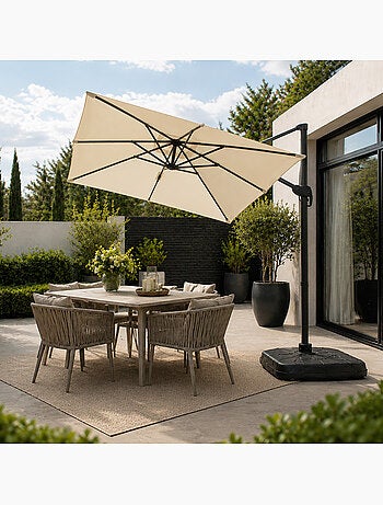PIANA Parasol rectangulaire 2x3m déporté rotatif terracota