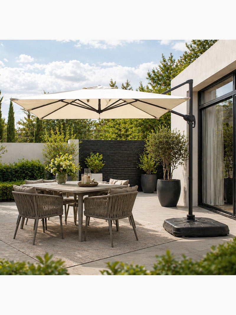 PIANA Parasol rectangulaire 2x3m déporté rotatif écru Ecru - Kiabi