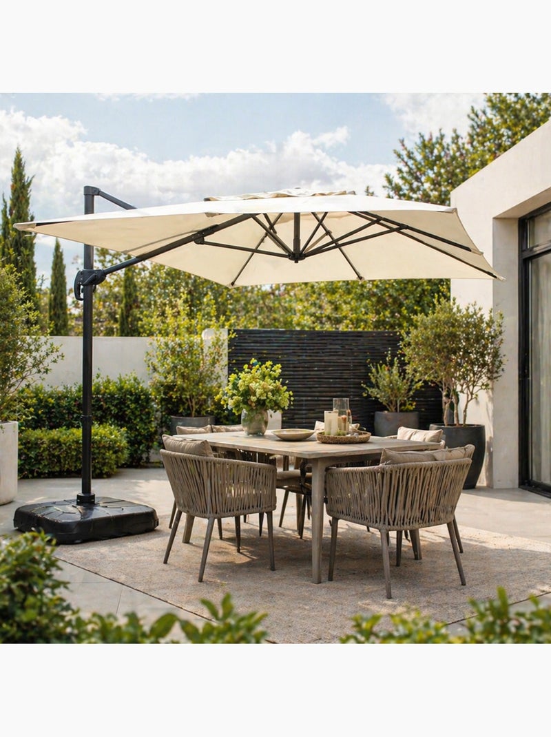 PIANA Parasol rectangulaire 2x3m déporté rotatif écru Ecru - Kiabi