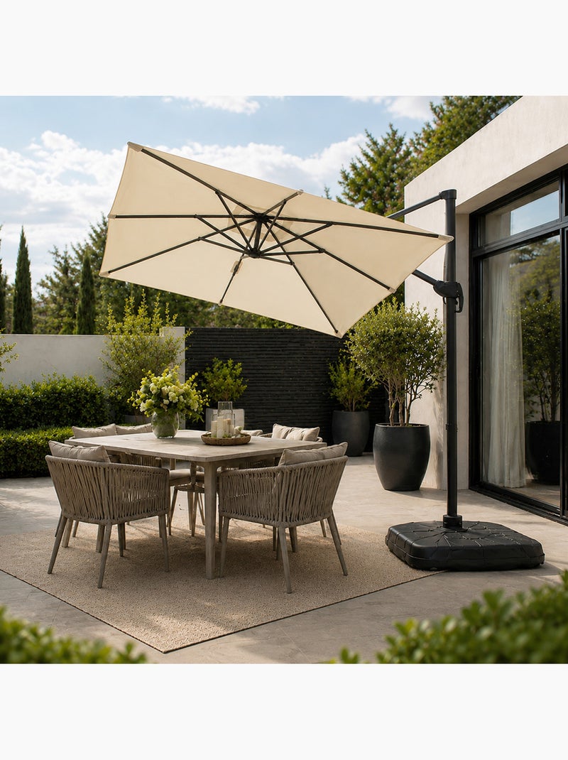 PIANA Parasol rectangulaire 2x3m déporté rotatif écru Ecru - Kiabi