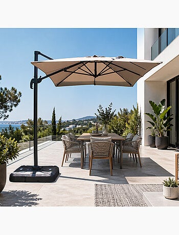 PIANA Parasol rectangulaire 2x3m déporté rotatif terracota