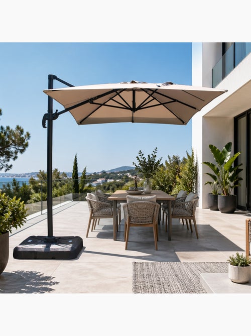 PIANA Parasol rectangulaire 2x3m déporté rotatif gris - Kiabi PIANA Parasol rectangulaire 2x3m déporté rotatif gris - Kiabi