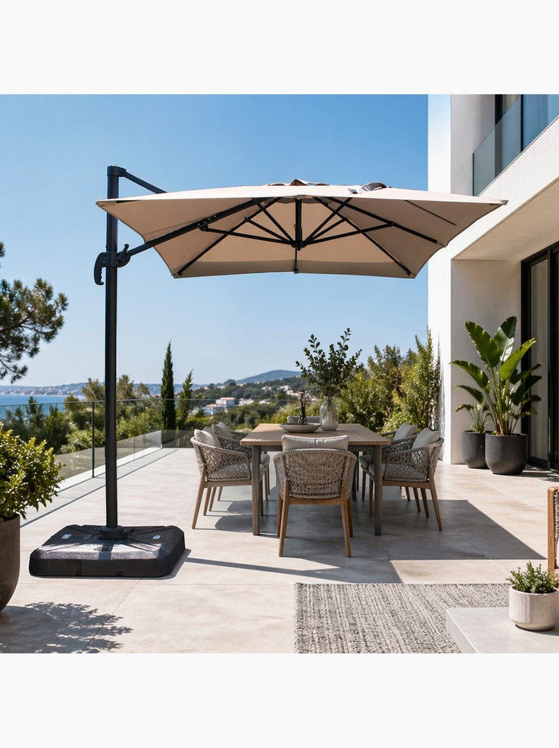 PIANA Parasol rectangulaire 2x3m déporté rotatif gris Gris - Kiabi